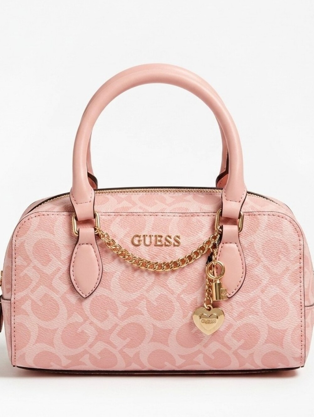 GUESS Pink Signature Chain Satchel Handbag